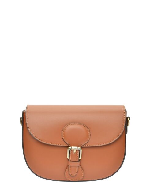 Schultertasche aus cognacfarbenem Leder - 16x23x6,5 cm