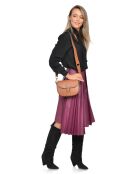 Schultertasche aus cognacfarbenem Leder - 16x23x6,5 cm