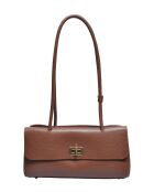 Braune Schultertasche aus genarbtem Rindsleder - 16x32x9 cm