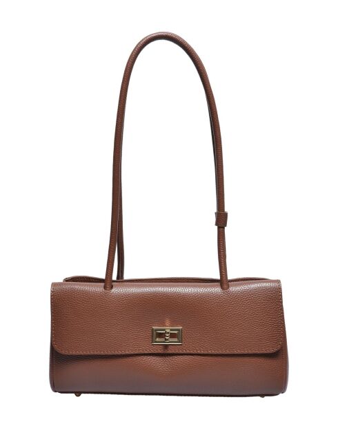 Braune Schultertasche aus genarbtem Rindsleder - 16x32x9 cm