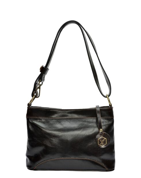 Schultertasche aus dunkelbraunem Rindsleder - 19x29,5x7,5 cm
