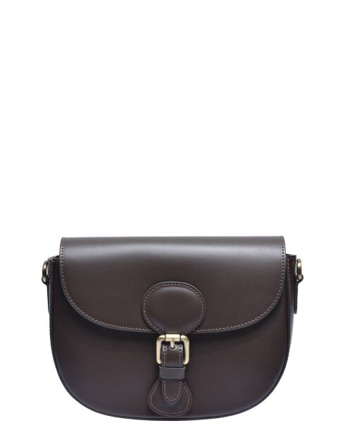 Dunkelbraune Schultertasche aus Leder - 16x23x6,5 cm