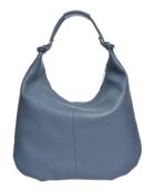 Hobo-Tasche aus dunklem himmelblauem Rindsleder - 34x44x5 cm