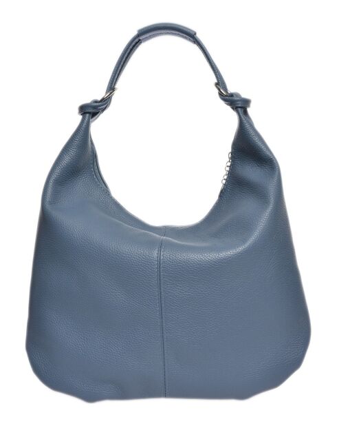 Hobo-Tasche aus dunklem himmelblauem Rindsleder - 34x44x5 cm
