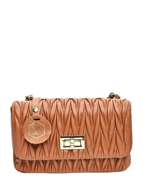 Schultertasche aus cognacfarbenem Rindsleder - 12x20x5 cm