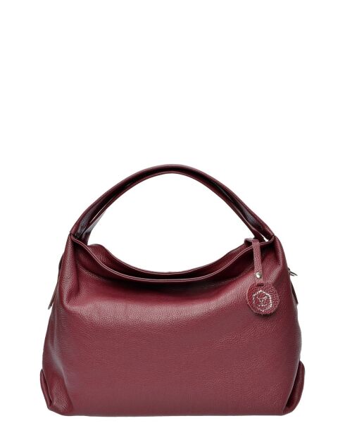 Hobo-Tasche aus weinrotem Rindsleder - 35x41x10 cm