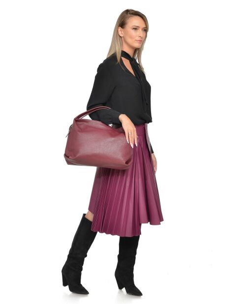 Hobo-Tasche aus weinrotem Rindsleder - 35x41x10 cm