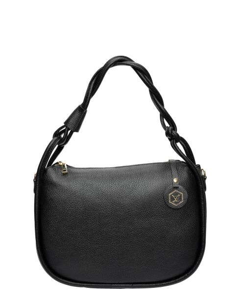 Schultertasche aus schwarzem Rindsleder - 25x31x8,5 cm