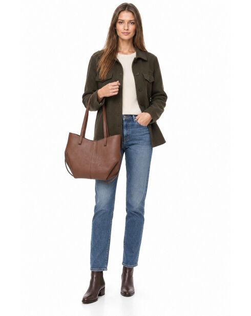 Braune Schultertasche aus Rindsleder - 22x33x10 cm