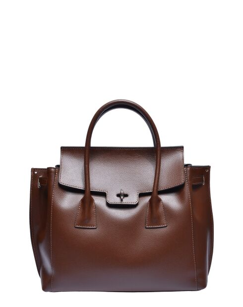 Braune Handtasche aus Rindsleder - 31x33x14 cm