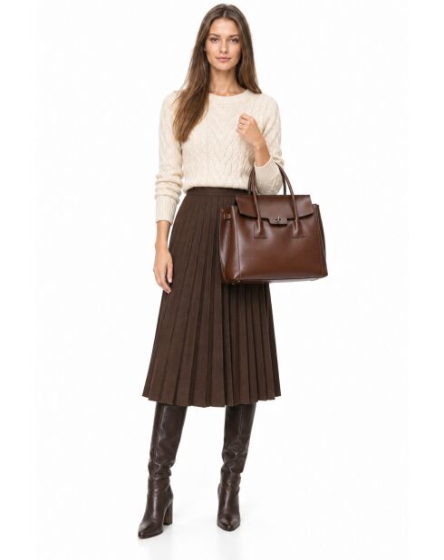 Braune Handtasche aus Rindsleder - 31x33x14 cm