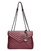 Weinfarbene Schultertasche aus Rindsleder - 23x34x10 cm