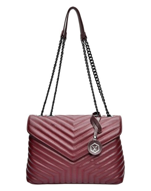 Weinfarbene Schultertasche aus Rindsleder - 23x34x10 cm
