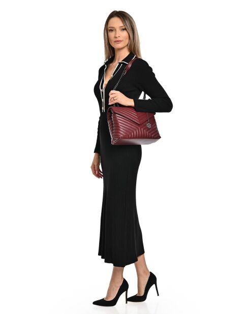 Weinfarbene Schultertasche aus Rindsleder - 23x34x10 cm
