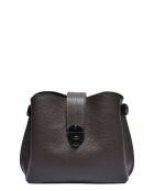 Dunkelbraune Schultertasche aus Rindsleder - 19x21x7 cm