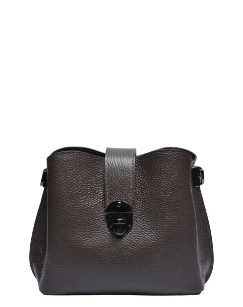Dunkelbraune Schultertasche aus Rindsleder - 19x21x7 cm