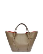 Handtasche aus taupefarbenem Rindsleder - 24x38x13,5 cm