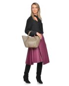 Handtasche aus taupefarbenem Rindsleder - 24x38x13,5 cm