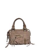 Handtasche aus taupefarbenem Veloursleder - 20x25x6 cm