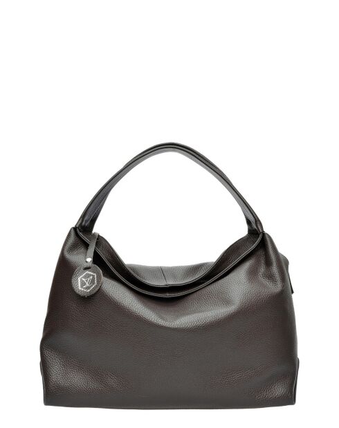 Hobo-Tasche aus dunkelbraunem Rindsleder - 35x41x10 cm