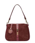 Bolso de hombro de gamuza burdeos - 17,5x24x6,5 cm