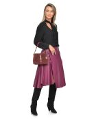 Bolso de hombro de gamuza burdeos - 17,5x24x6,5 cm