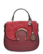 Handtasche aus weinrotem Rindsleder - 20,5x24x11 cm