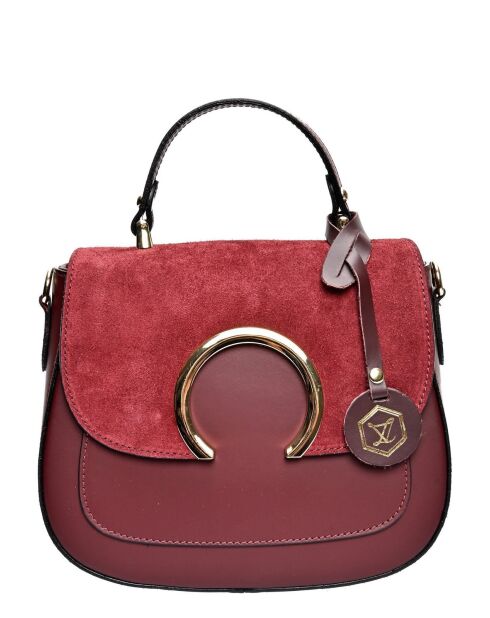Handtasche aus weinrotem Rindsleder - 20,5x24x11 cm