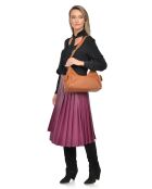 Borsa a tracolla in pelle martellata cognac - 19x33x13,5 cm