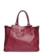 Weinfarbene Handtasche aus Rindsleder - 28x39x17 cm