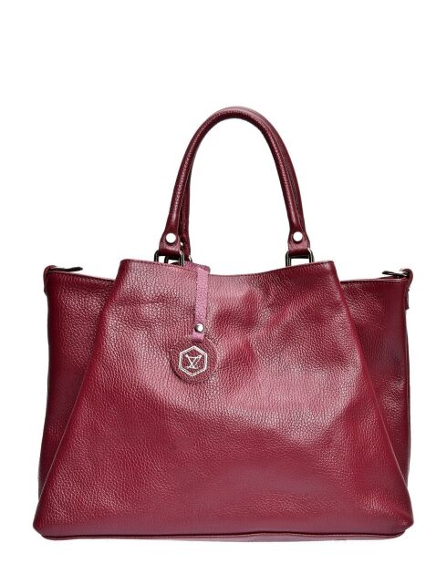 Weinfarbene Handtasche aus Rindsleder - 28x39x17 cm