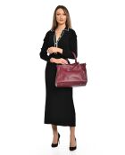 Weinfarbene Handtasche aus Rindsleder - 28x39x17 cm