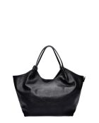 Sac porté épaule en cuir de vachette noir - 25,5x43x13 cm