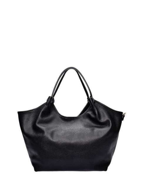 Schwarze Schultertasche aus Rindsleder - 25,5 x 43 x 13 cm