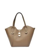 Schultertasche aus taupefarbenem Rindsleder - 24x29x13 cm