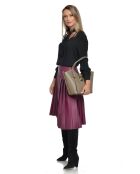Schultertasche aus taupefarbenem Rindsleder - 24x29x13 cm