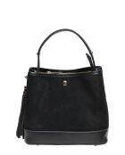 Schwarze Handtasche aus Veloursleder - 17x18x11 cm