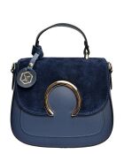 Handtasche aus blauem Rindsleder - 20,5x24x11 cm