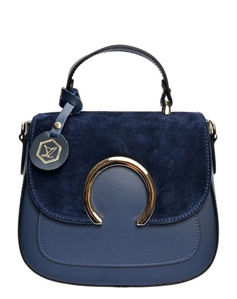 Handtasche aus blauem Rindsleder - 20,5x24x11 cm