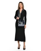 Handtasche aus blauem Rindsleder - 20,5x24x11 cm