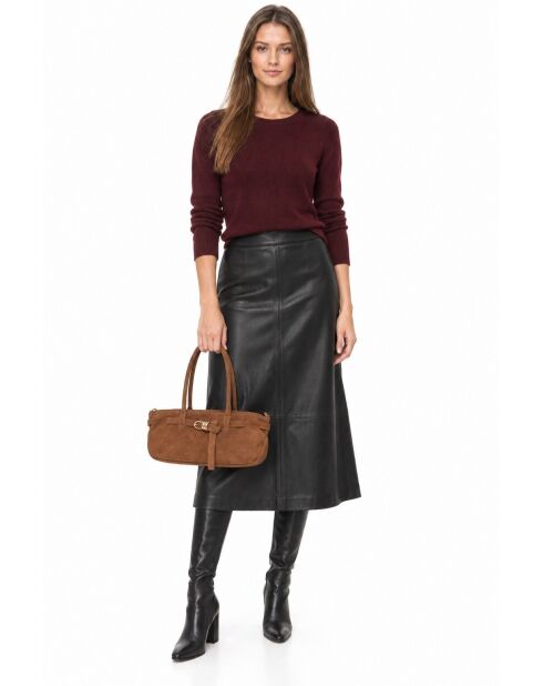 Handtasche aus cognacfarbenem Veloursleder - 14,5 x 29 x 9,5 cm