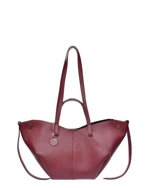 Weinfarbene Schultertasche aus Rindsleder - 22x33x10 cm