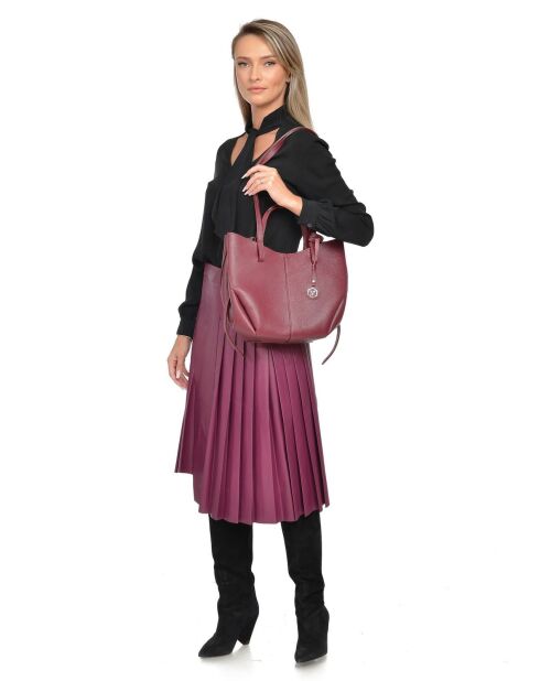 Weinfarbene Schultertasche aus Rindsleder - 22x33x10 cm