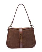 Braune Schultertasche aus Veloursleder - 17,5 x 24 x 6,5 cm
