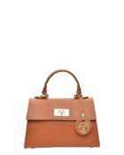 Handtasche aus cognacfarbenem Rindsleder - 12,5 x 19,5 x 7,5 cm