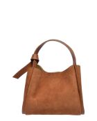 Hobo-Tasche aus cognacfarbenem Veloursleder - 20x25x12 cm