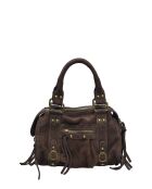 Dunkelbraune Handtasche aus Veloursleder - 20x25x6 cm