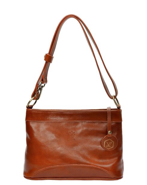 Schultertasche aus cognacfarbenem Rindsleder - 19x29,5x7,5 cm