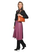 Borsa a tracolla in vacchetta cognac - 19x29,5x7,5 cm