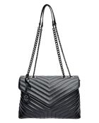 Schwarze Schultertasche aus Rindsleder - 23x34x10 cm